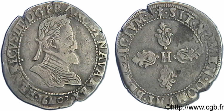 HENRI IV LE GRAND Demi-franc, type de Toulouse 1602 Toulouse TTB