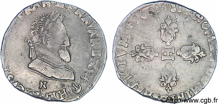 HENRI IV LE GRAND Demi-franc, type de Montpellier 1601 Montpellier TTB