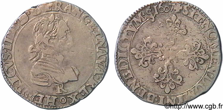 HENRI IV LE GRAND Demi-franc, type de Villeneuve 1607 Saint-André de Villeneuve-lès-Avignon TB+/TTB