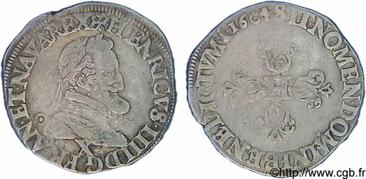 HENRY IV Demi-franc, type d Amiens 1604 Amiens BB