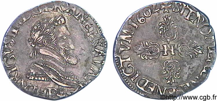 HENRY IV Quart de franc, type de Dijon 1602 Dijon AU