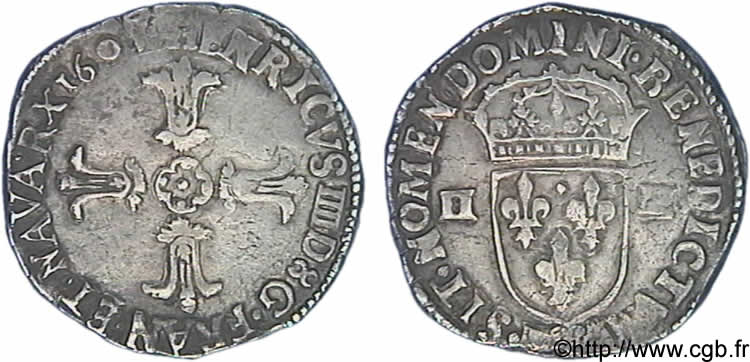 HENRY IV Quart d écu, croix feuillue de face 160[5 ?] Bordeaux SS