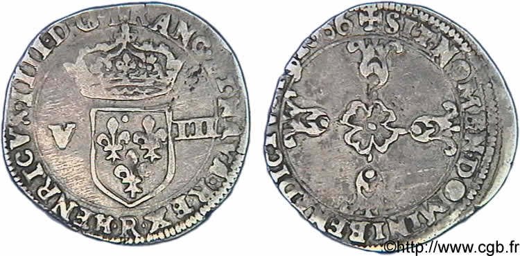 HENRY IV Huitième d écu, écu de face, 2e type 1606 Saint-André de Villeneuve-lès-Avignon BB