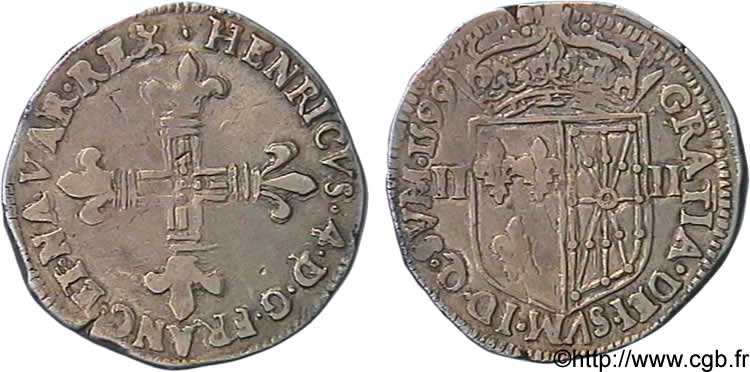 HENRY IV Quart d écu de Navarre 1599 Saint-Palais BB