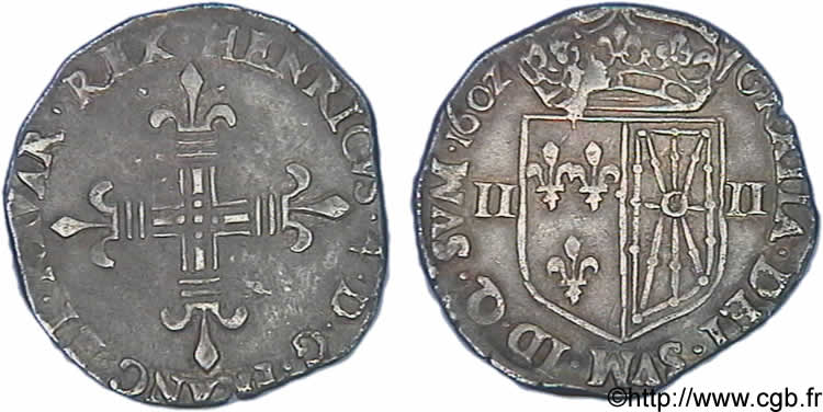 HENRI IV LE GRAND Quart d écu de Navarre 1602 Saint-Palais TTB+