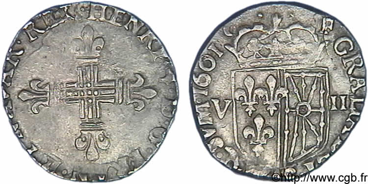 HENRY IV Huitième d écu de Navarre 1601 Saint-Palais AU