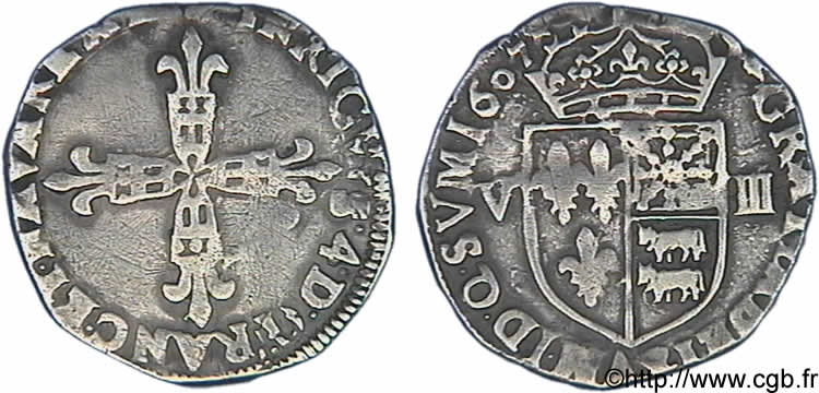 HENRY IV Huitième d écu de Béarn 1607 Morlaàs MBC