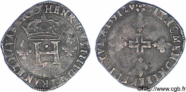 HENRY IV Double sol parisis du Dauphiné, 1re émission 1591 Grenoble q.BB