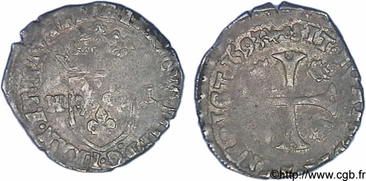 HENRI IV LE GRAND Douzain aux deux H, 1er type 1593 Barcelonnette TB+