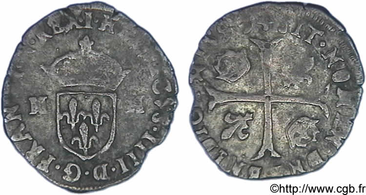 HENRY IV Douzain aux deux H, 2e type 1593 Limoges VF