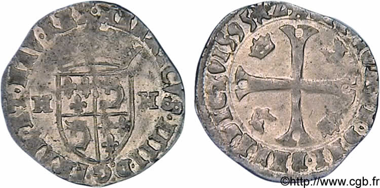 HENRI IV LE GRAND Douzain du Dauphiné aux deux H, 2e type 1595 Grenoble TTB