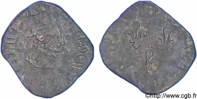 HENRY IV Double tournois, type de Bordeaux 1591 Bordeaux BC