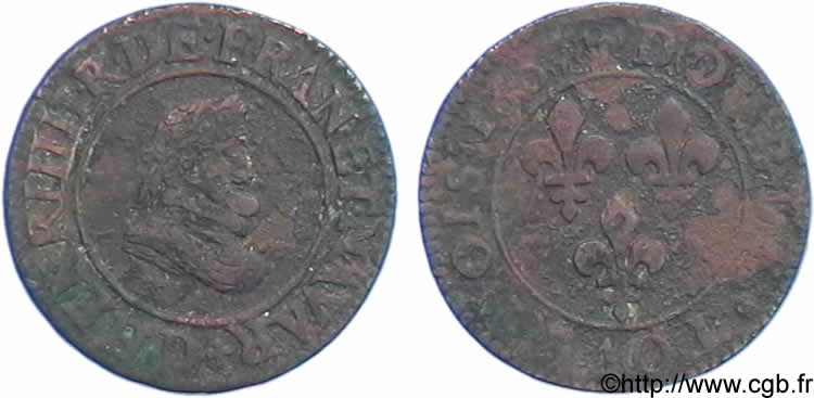 HENRY IV Double tournois, 1er type de Lyon 1607 Lyon BC