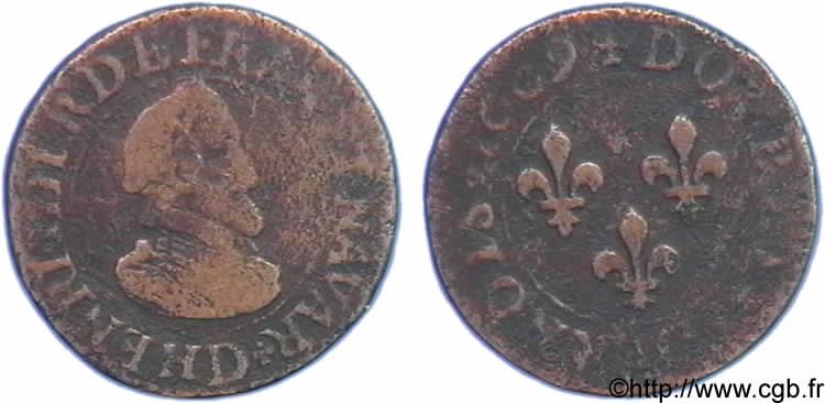 HENRY IV Double tournois, 2e type de Lyon 1609 Lyon S