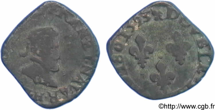 HENRI IV LE GRAND Double tournois, 2e type de La Rochelle 1593 La Rochelle TB/TB+