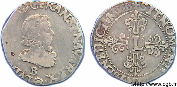 LOUIS XIII  Demi-franc au buste adolescent de Rouen 1615 Rouen VF/VF