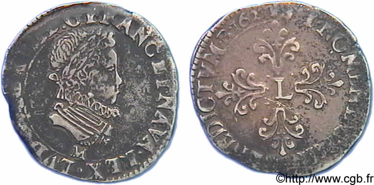LOUIS XIII LE JUSTE Demi-franc au buste enfantin et fraisé 1625 Toulouse TTB