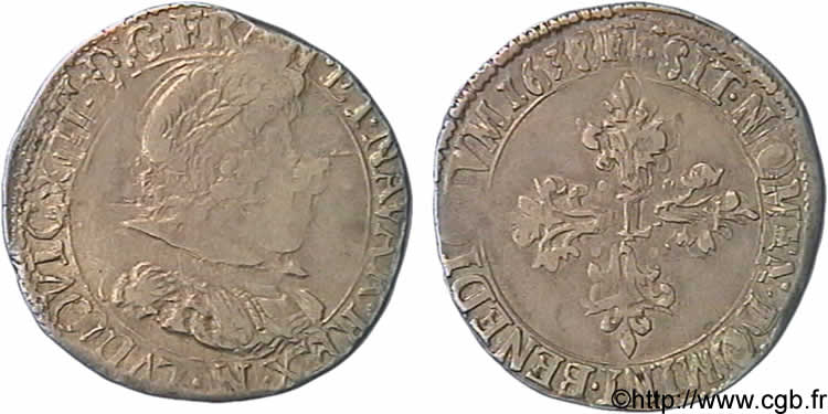 LOUIS XIII Demi-franc, 10e type 1638 Montpellier VF/XF