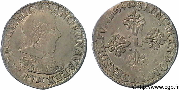 LOUIS XIII LE JUSTE Demi-franc, 10e type 1641 Toulouse TTB
