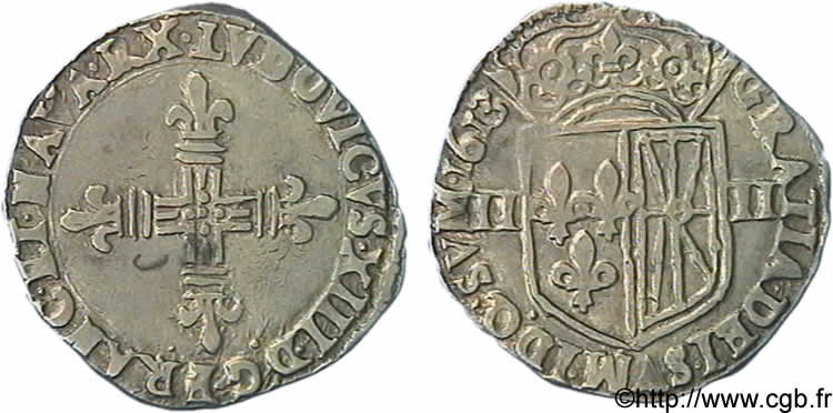 LOUIS XIII  Quart d écu de Navarre 1613 Saint-Palais SS/fVZ