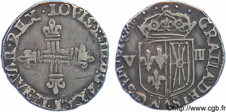 LOUIS XIII LE JUSTE Huitième d écu de Navarre 161[4 ?] Saint-Palais TTB