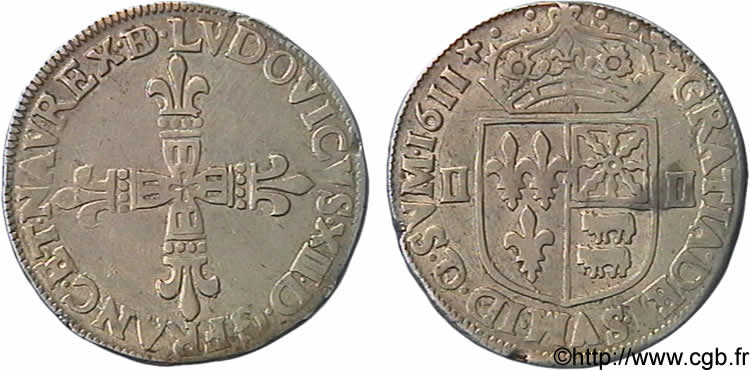 LOUIS XIII LE JUSTE Quart d écu de Béarn 1611 Pau TTB+