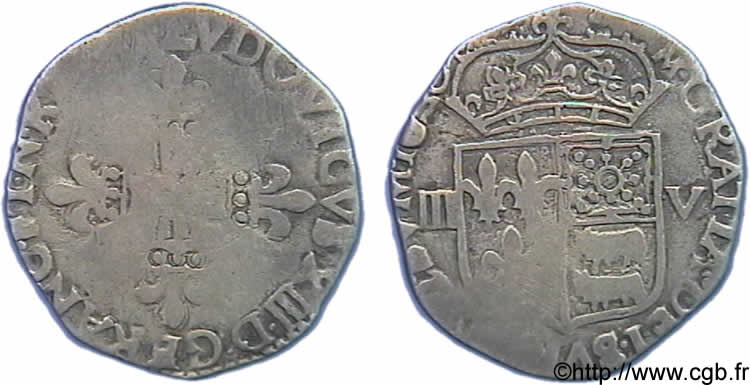 LOUIS XIII LE JUSTE Huitième d&nbsp;écu de Béarn 1630 Morlaàs TB