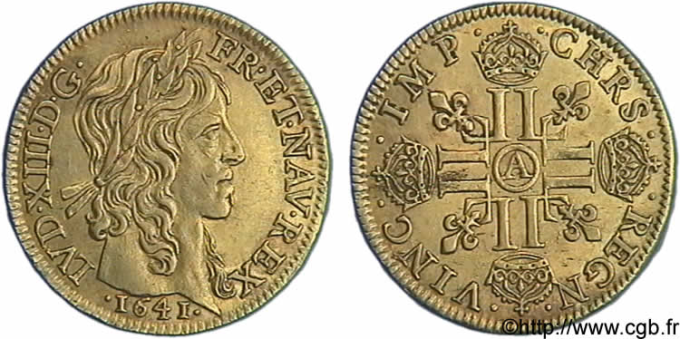 LOUIS XIII LE JUSTE Louis d or aux huit L (effigie de Jean Warin) 1641 Paris, Monnaie du Louvre TTB+