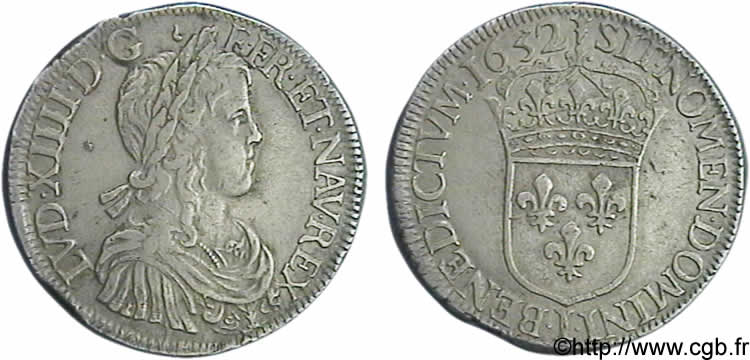 LOUIS XIV  THE SUN KING  Écu à la mèche longue 1652 Limoges MBC