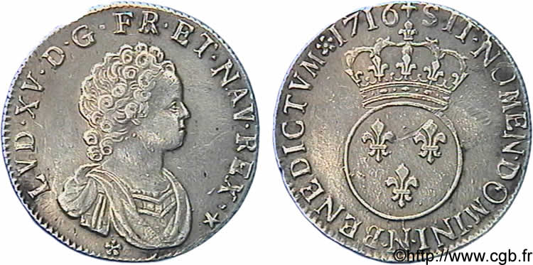 LOUIS XV DIT LE BIEN AIMÉ Quart d écu dit  vertugadin  1716 Montpellier TTB+