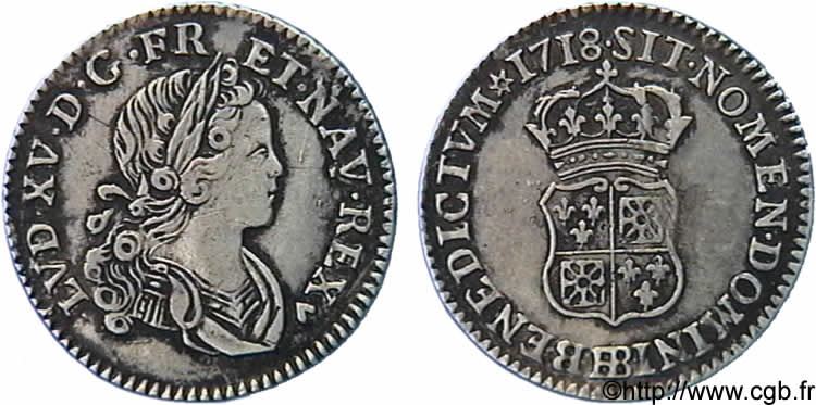 LOUIS XV DIT LE BIEN AIMÉ Dixième d écu de Navarre 1718 Strasbourg TTB+