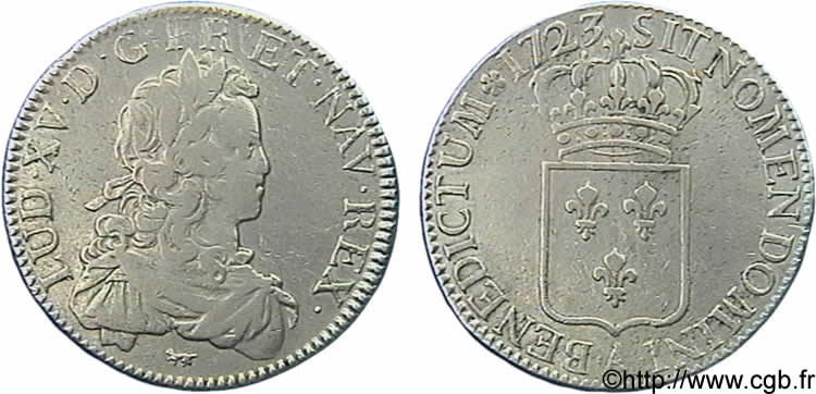 LOUIS XV DIT LE BIEN AIMÉ Écu de France 1723 Paris TB+