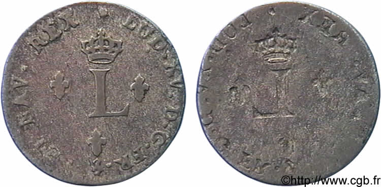 LOUIS XV DIT LE BIEN AIMÉ Double sol de billon incus n.d. Paris TTB