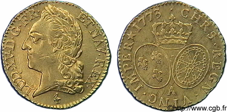 LOUIS XV DIT LE BIEN AIMÉ Louis d or aux écus ovales, buste lauré 1773 Paris TTB+