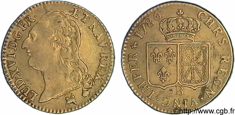 LOUIS XVI Louis d or aux écus accolés 1786 Rouen XF