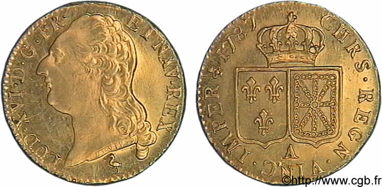 LOUIS XVI Louis d or aux écus accolés 1787 Paris SC