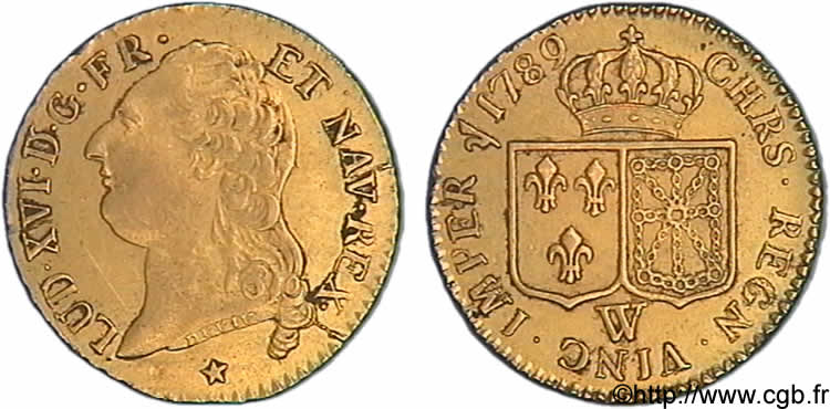 LOUIS XVI Louis d or aux écus accolés 1789 Lille MBC+/EBC