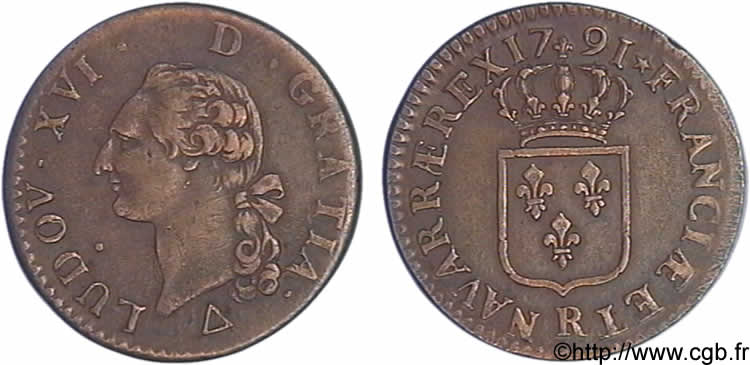 LOUIS XVI Sol dit  à l écu  1791 Orléans q.SPL