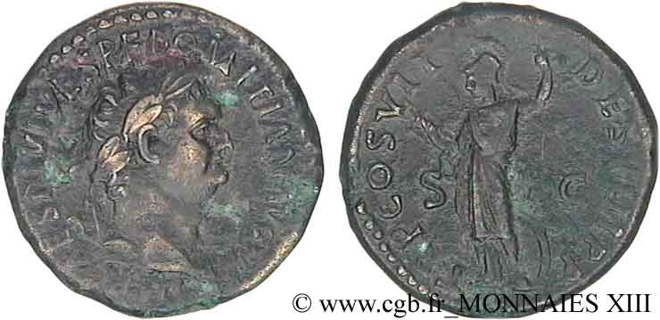 DOMITIANUS Moyen Bronze, dupondius ou as (MB, Æ 23) VF