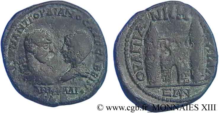 GORDIANO III y TRANQUILINA 4 assaria, (MB, Æ 27) MBC