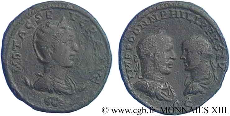 OTACILIA SÉVÉRA, PHILIPPE Ier L ARABE et PHILIPPE II Médaillon ou Grand Bronze, (GB, Æ 30) TTB