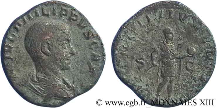 PHILIPPUS II Sesterce, (GB, Æ 29) XF/VF