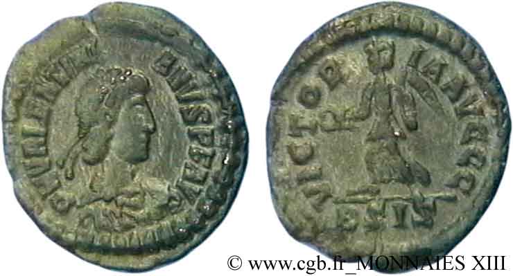 VALENTINIANO II Nummus, (Æ 4) SPL