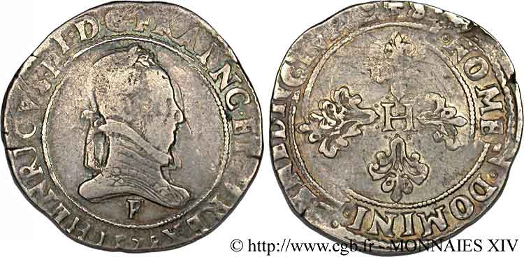 HENRY III Franc au col plat 1578 Angers VF