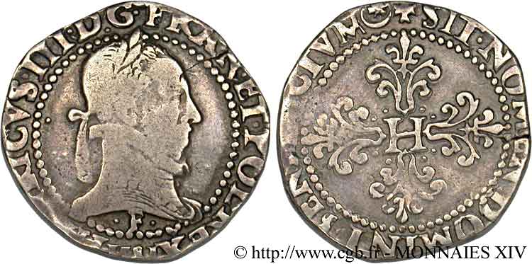 HENRI III Franc au col plat 1581 Angers B+