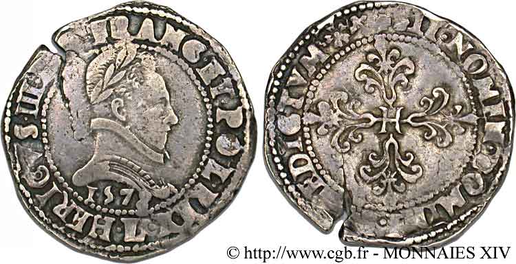HENRY III Franc au col plat 1578 Bayonne SS