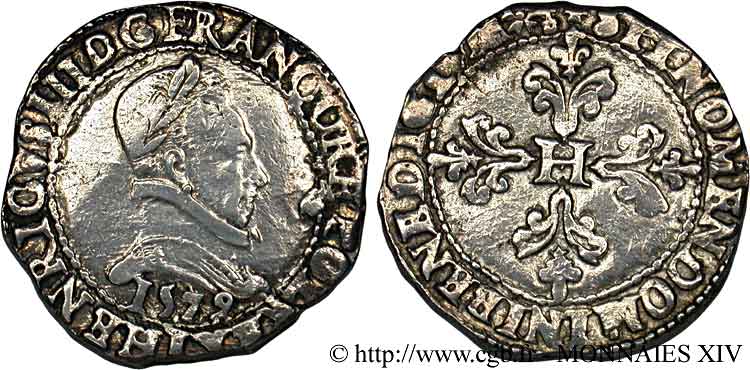 HENRY III Franc au col plat 1579 Bayonne q.BB