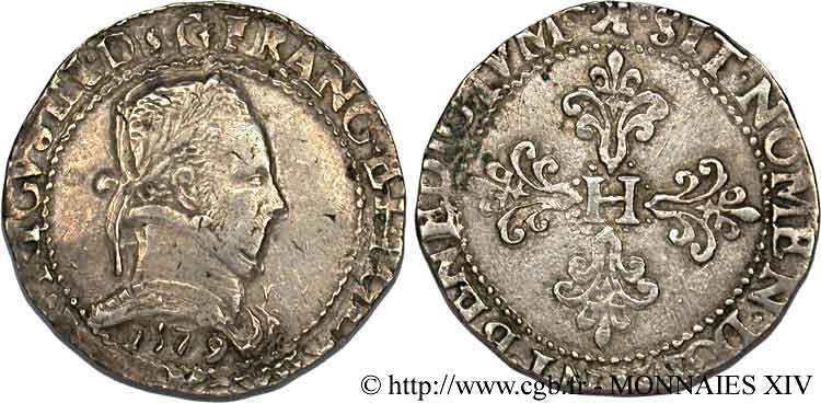 HENRY III Franc au col plat 1579 Bordeaux VF/VF