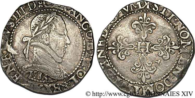 HENRI III Franc au col plat 1583 Bordeaux TTB