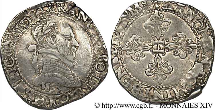 HENRI III Franc au col plat 1583 Bordeaux TTB